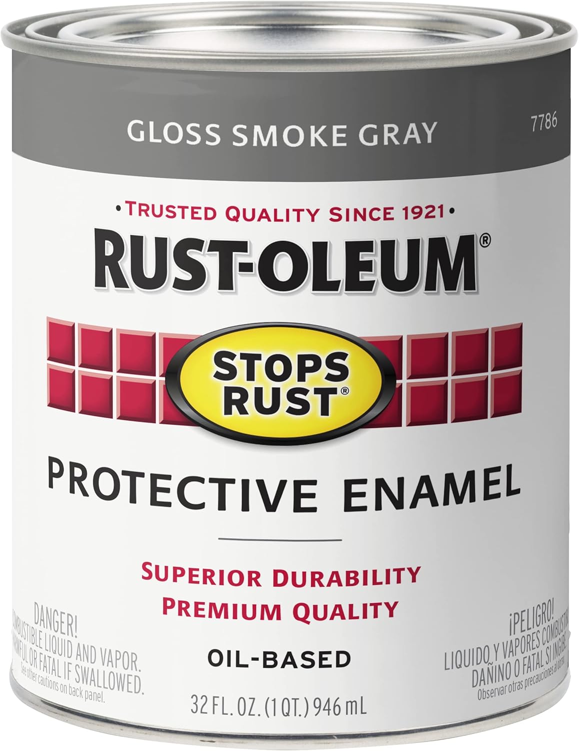 Rust-Oleum 7786502 Protective Enamel Paint Stops Rust, 32-Ounce, Gloss Smoke Gray, 1 Quarts (Pack of 1)