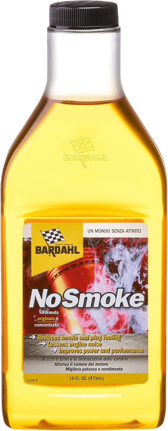 Bardahl - No Smoke Treatment Increases Viscosity Engine Oil for Petrol and Diesel Cars Reduces Smoke and Spark Plug Cracks Improves Power and Yield 473ml
