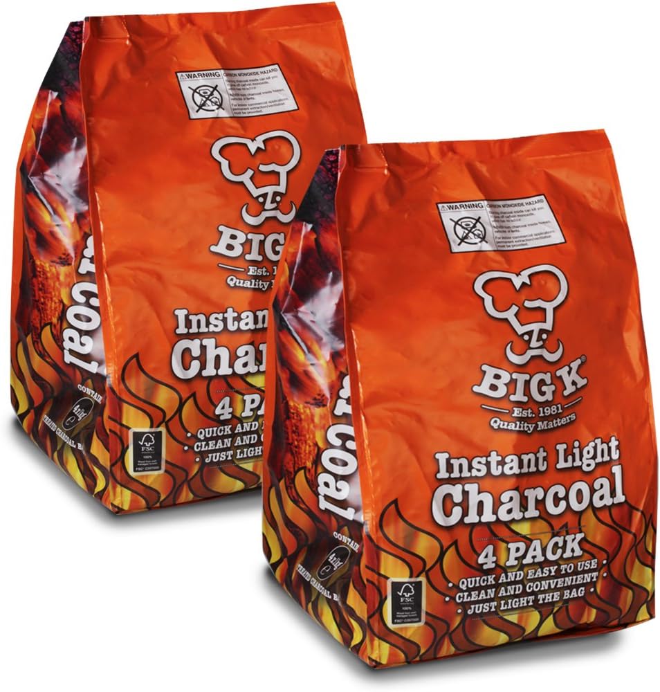 The Chemical Hut 8KG (X8, 1KG bags) of Instant Light The Bag BBQ Charcoal for Stoves BBQs Burner - Comes Anti-Bacterial Pen!