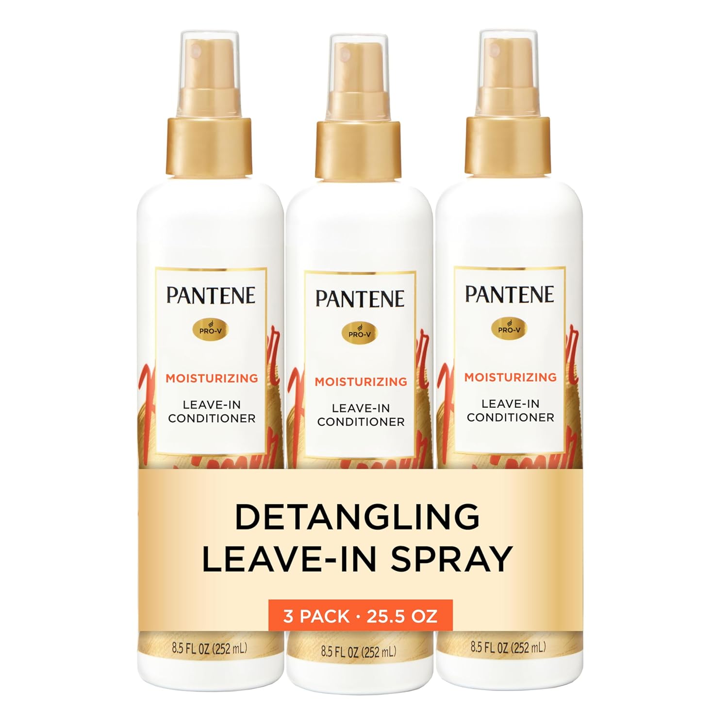 Pantene Conditioning Detangler Spray, Pro-V Repair & Protect, Nutrient Boost for Damaged Hair, Antioxidant Enriched, Leave-In Conditioner, Smooth & Shine, Sulfate-Free, 8.5 Fl Oz, 3 Pack