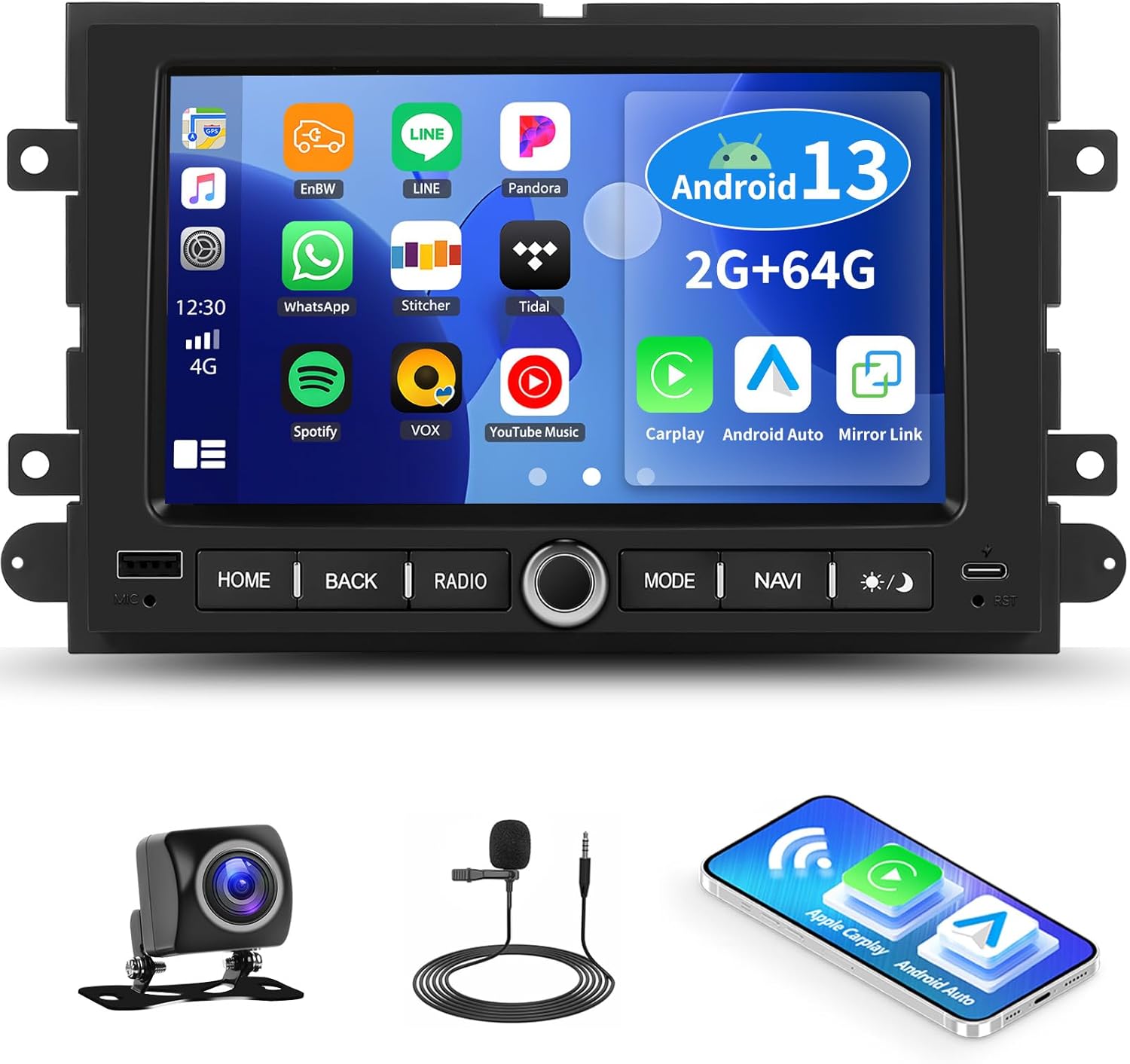 2G+64G Android 13 Car Stereo for Chevrolet Chevy Silverado GMC Sierra Buick Yukon with Wireless Carplay Android Auto,7" Touchscreen Car Radio with Mirror Link WiFi/GPS,Bluetooth,FM/RDS+Backup Camera