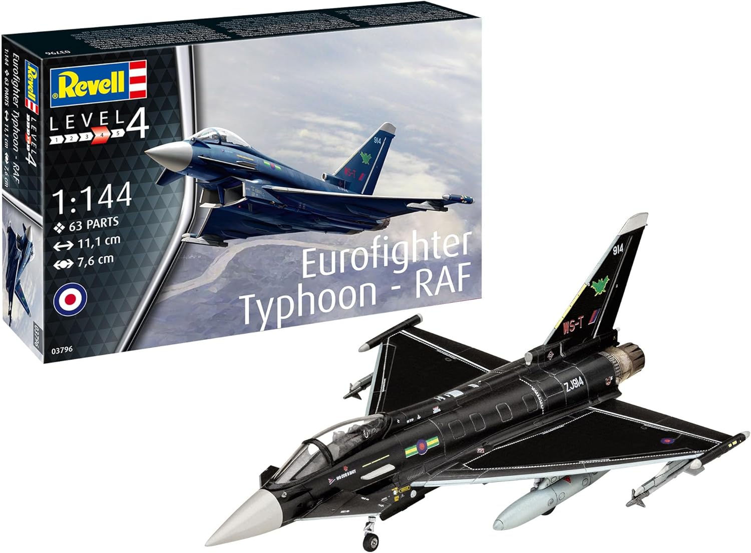 Revell 03796 Eurofighter Typhoon - RAF 1:144 Scale Unbuilt/Unpainted Plastic Model Kit