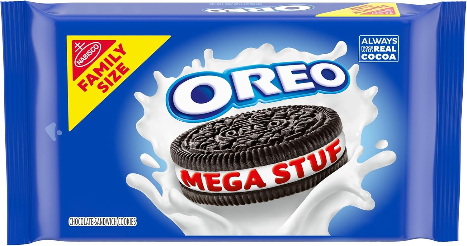 OREO Mega Stuf Chocolate Sandwich Cookies, Family Size Pack - 17.6 oz / 499 g