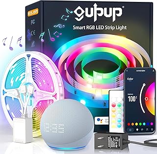 GUPUP 65.6 ft Long Light Strip 1 roll, WiFi Led Lights for Bedroom,Tuya Smart APP,Phone&Voice Controlled via Alexa/Google Home,Music Sync Strip Lights for Bedroom(65.6 ft WiFi/APP+Remote+Voice)