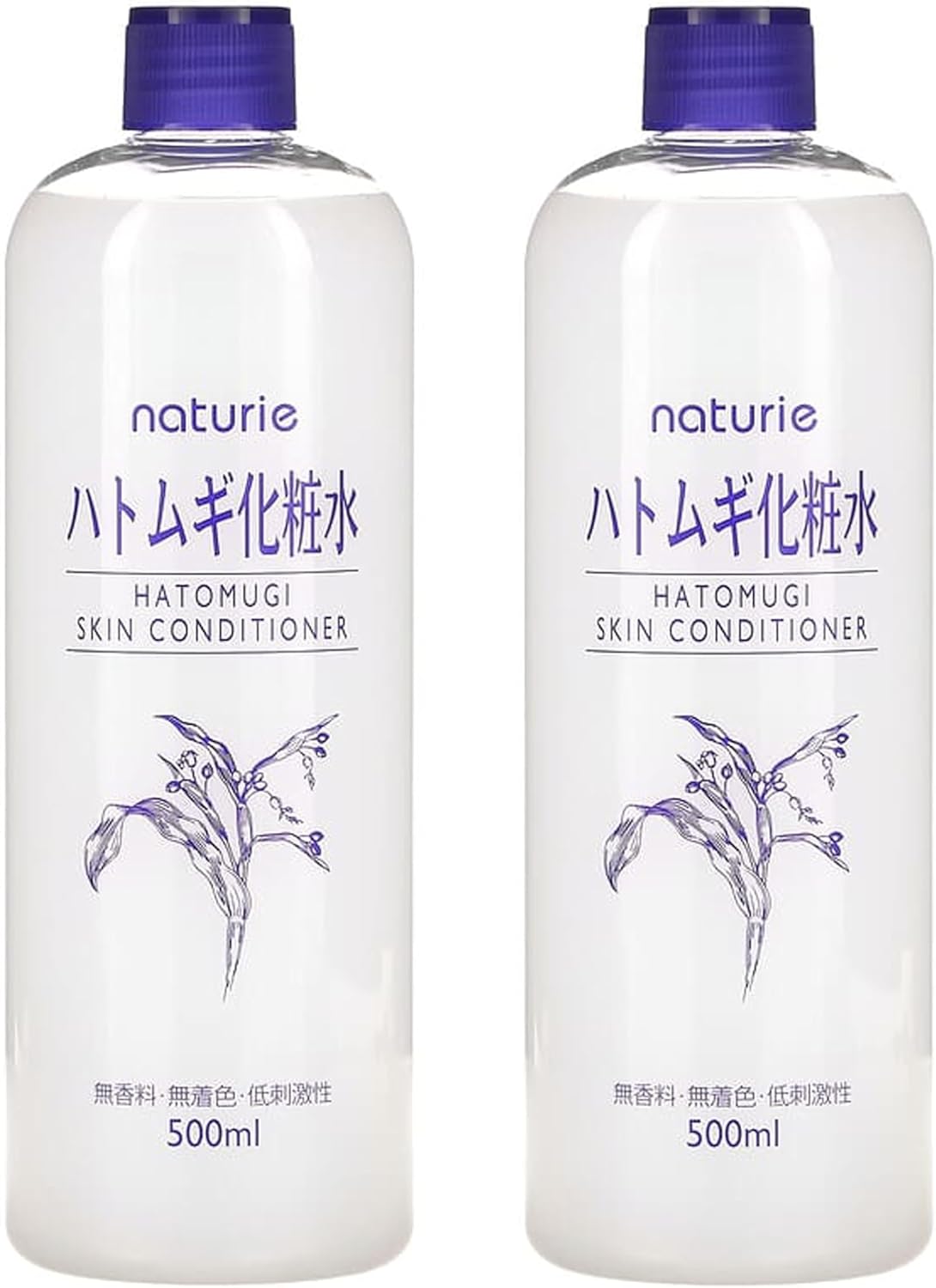 Naturie Adlay (Hatomugi) Skin Conditioner Lotion Toner 500ml Coix Seed Extract 2pack Bundle