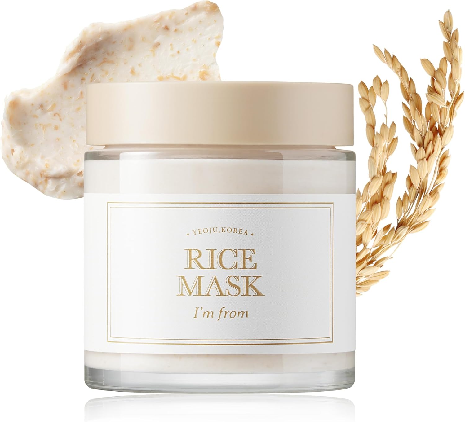 I'm from Rice Beauty Mask 3.88 Oz - Gentle Exfoliation with 4.1% Yeoju Rice, Vitamin-Enriched Formula for Smooth and Clear Skin, Natural Glow, and Pore Refinement