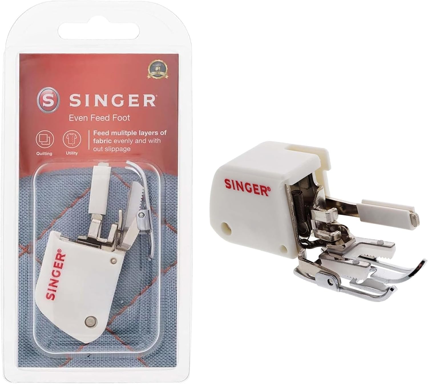 SINGER Even Feed Walking Presser Foot | Ideal for Quilting, Sewing Multiple Layers & Matching Patterns | Compatible with SINGER CA, CB, EA, MA, MB Series Sewing Machines