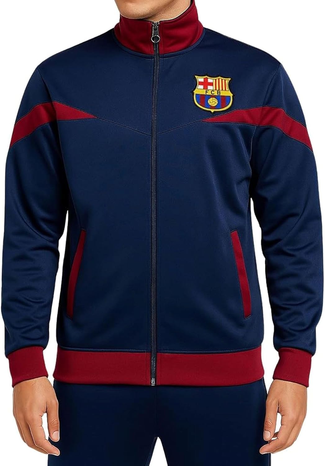 Icon Sports Officially Licensed FC Barcelona Adult Soccer Zip-Up Warm Up Track Jacket