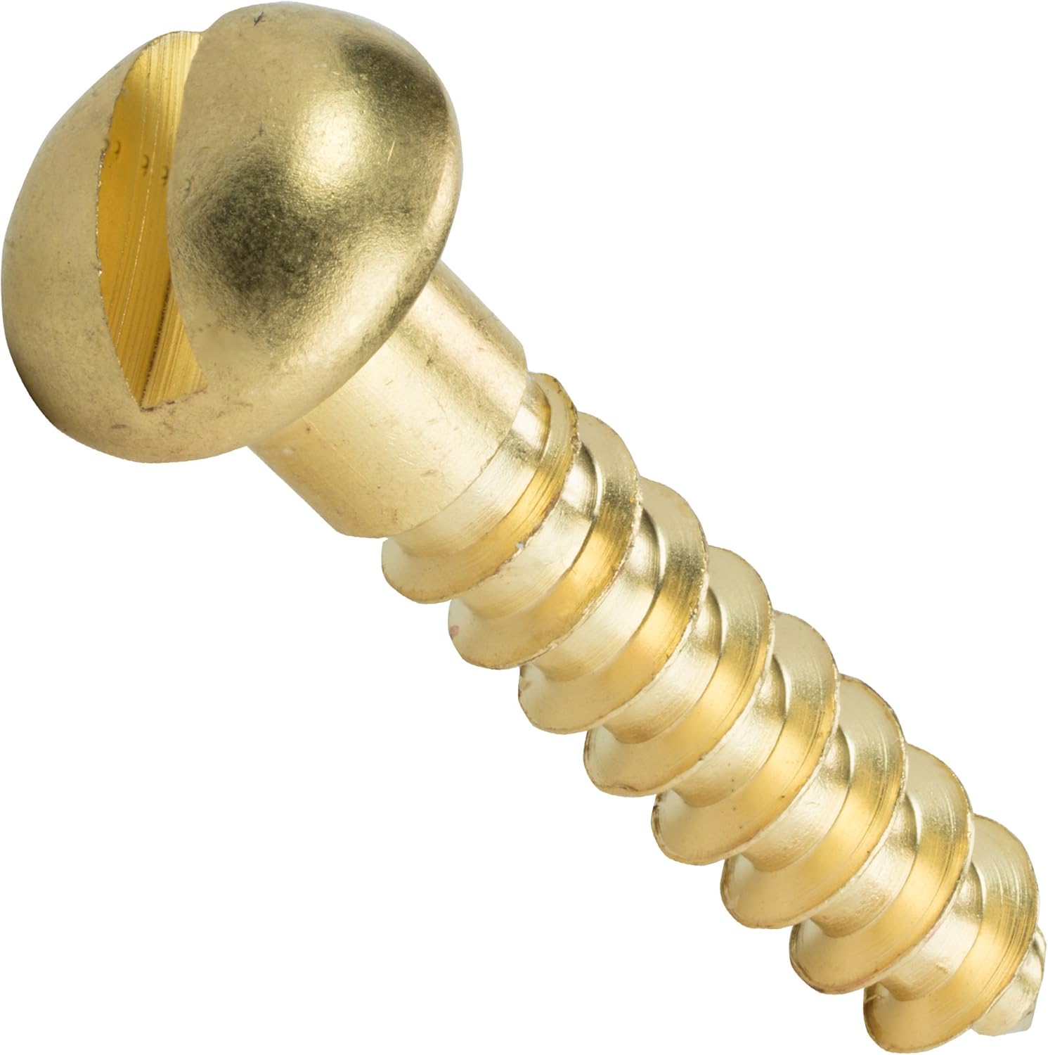 #3 x 1/4" Round Head Wood Screws, Solid Brass, Slotted Drive, Partially Threaded, Quantity 100