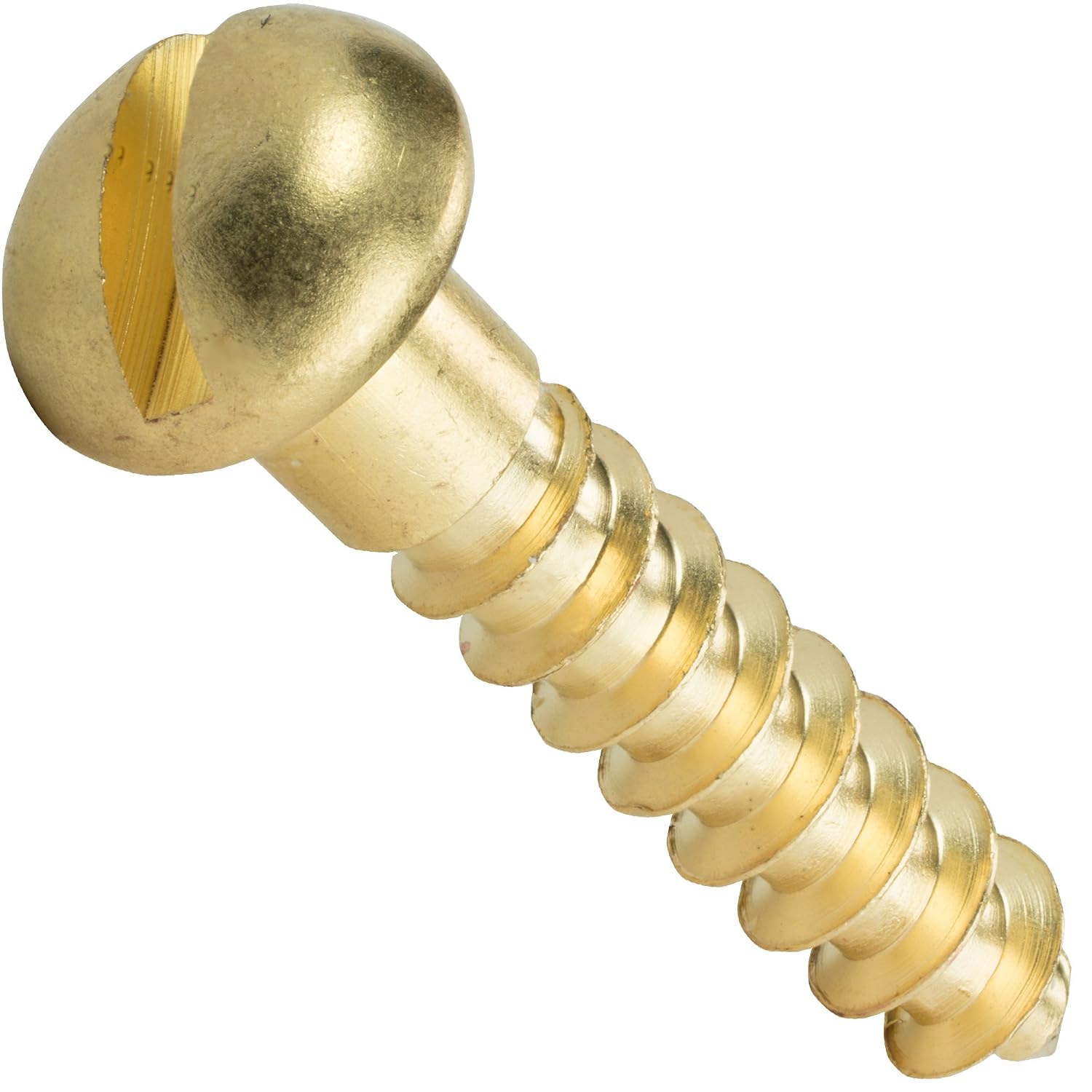Fastenere #1 x 1/4" Round Head Wood Screws, Solid Brass, Slotted Drive, Partially Threaded, 100 Count