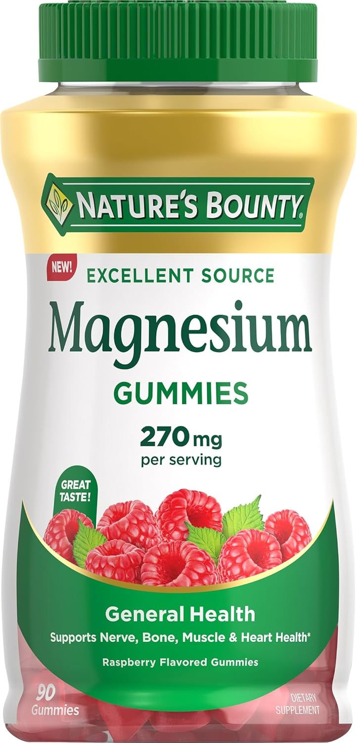 Nature's Bounty Magnesium 270mg Gummies, Supports Bone, Nerve, Muscle and Heart Health, 90 Gummies
