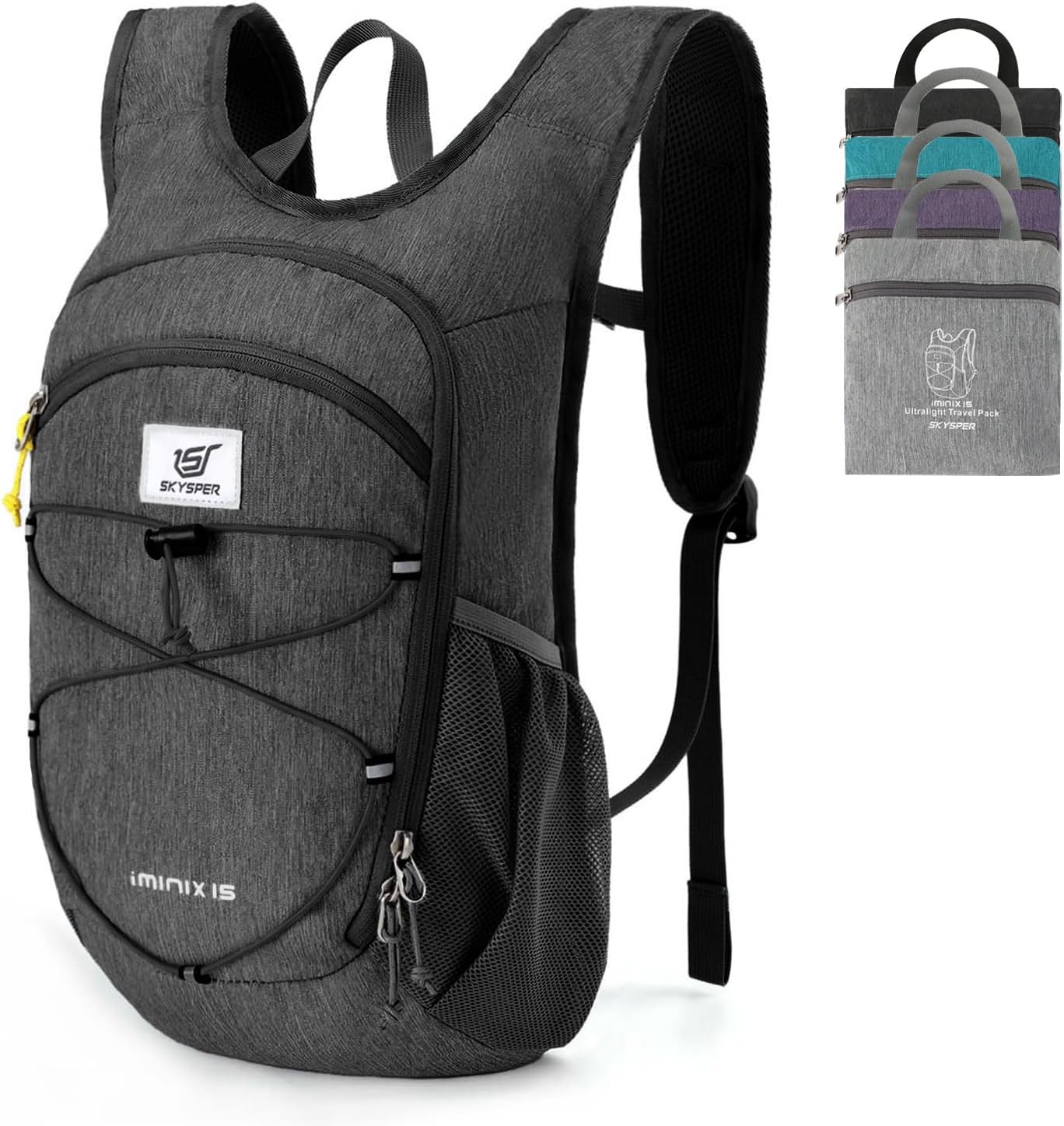 SKYSPER 15L Hiking Backpack Lightweight Foldable Daypack with Chest Strap Small Travel Rucksack for Women Men Packable Folding Bagpack for Travelling