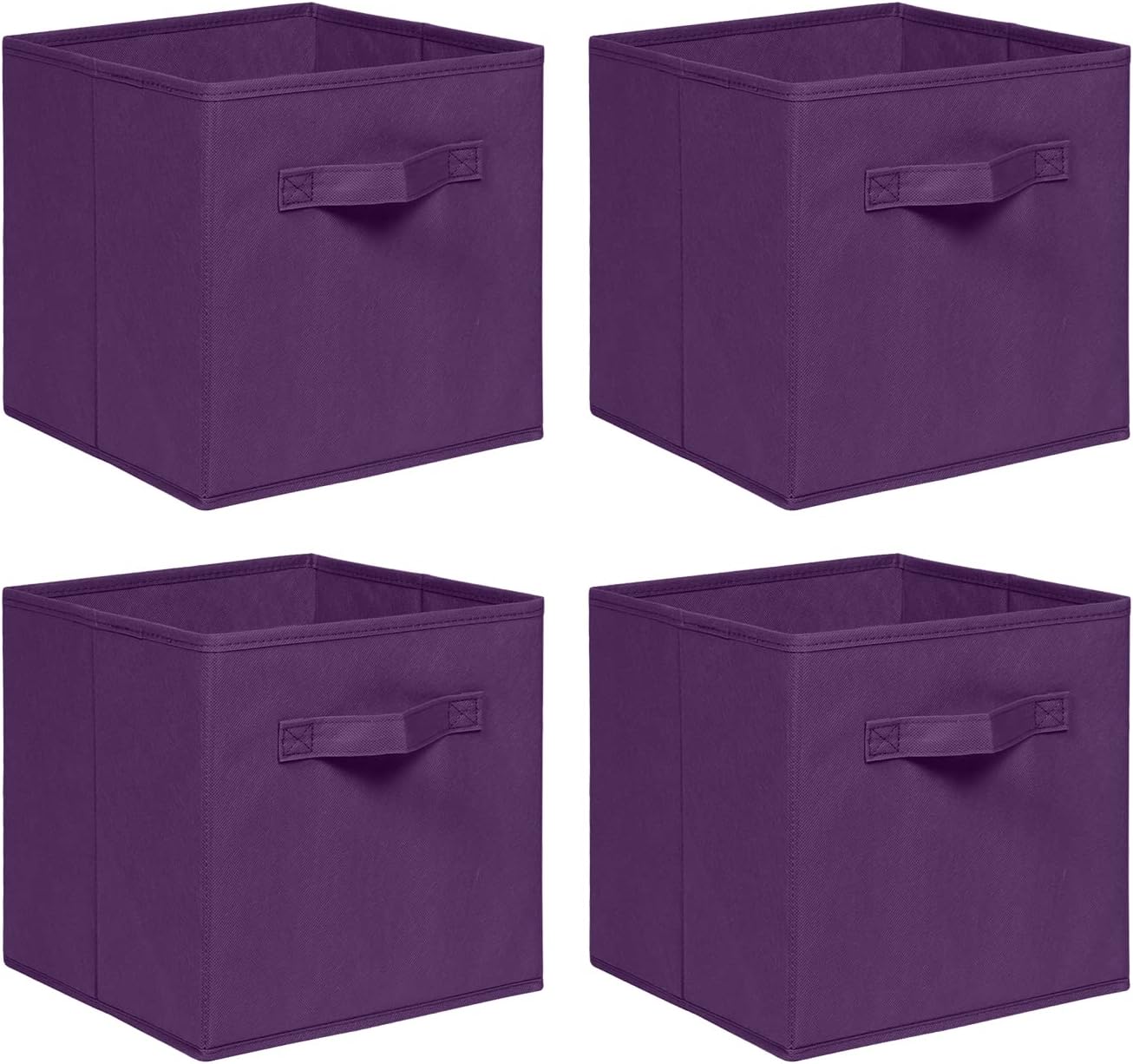 NICEME Foldable Cube Storage Unit Boxes, Non-Woven Fabric Storage Boxes Set, Clothes Drawers for Shelves, 26.5x26.5x28 cm (Dark Purple, Set of 4)
