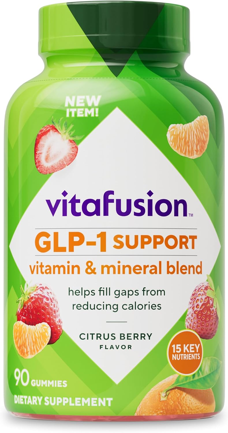 Vitafusion GLP-1 Support Multivitamin, Vitamin and Mineral Blend, 15 Essential Nutrients, Citrus Berry Flavor, 90 Count, 45 Day Supply