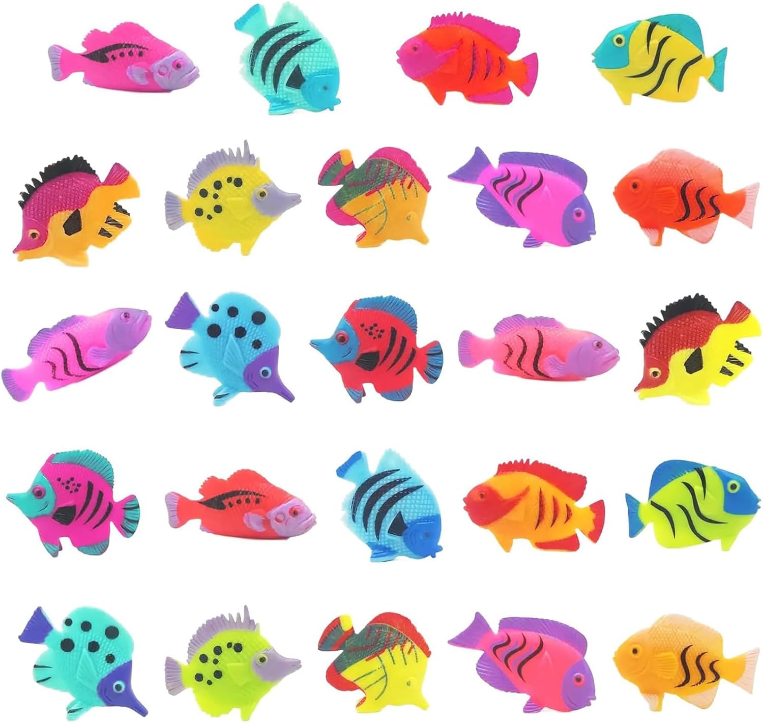 Plastic Fish, 24 Pcs Random Mini fish toys, toy fish, Sea Creature Toys, Mini Tropical Fish Party Supplies for Boys, Girls