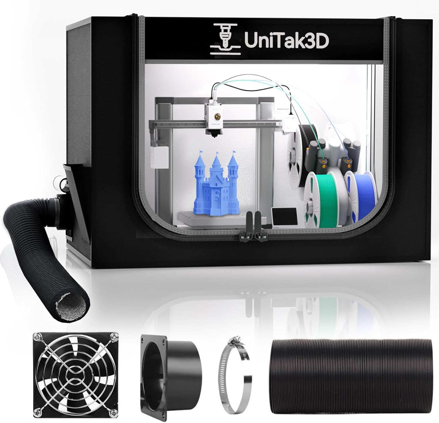 3D Printer Enclosure with Ventilation Kit Compatible with Bambulab A1 and A1 Combo with AMS lite,Fireproof Dustproof Tent with LED Light Constant Temperature Protective Cover-825 * 585 * 585mm