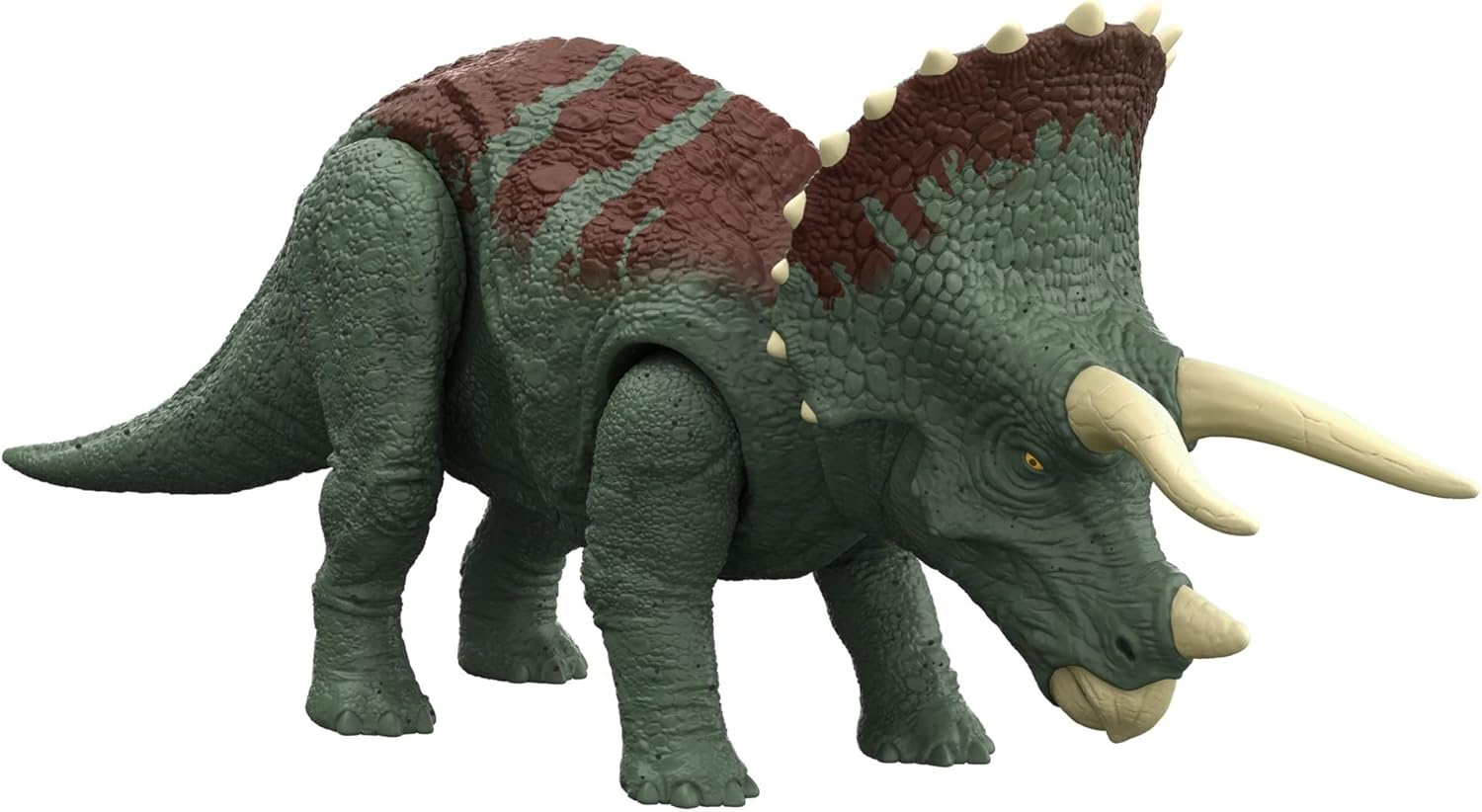 Jurassic World Dominion Roar Strikers Triceratops Dinosaur Action Figure with Roaring Sound and Attack Action, Toy Gift Physical & Digital Play ​​​