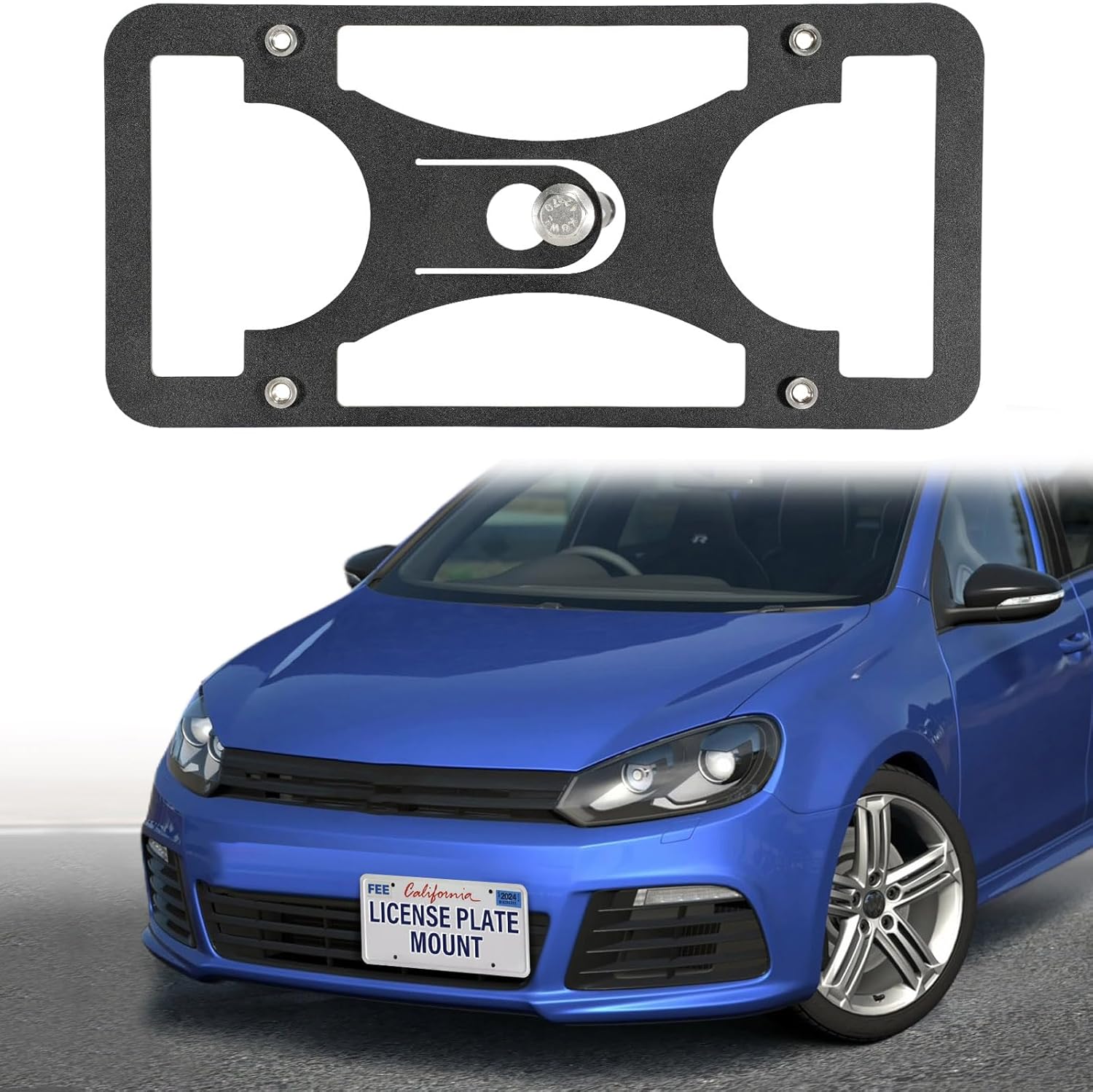 No Drill Front License Plate Bracket Mount Kit Compatible with Volkswagen GTI/Golf R 2015-2017 | Installs in Seconds，Front Bumper License Plate Mounting Kit