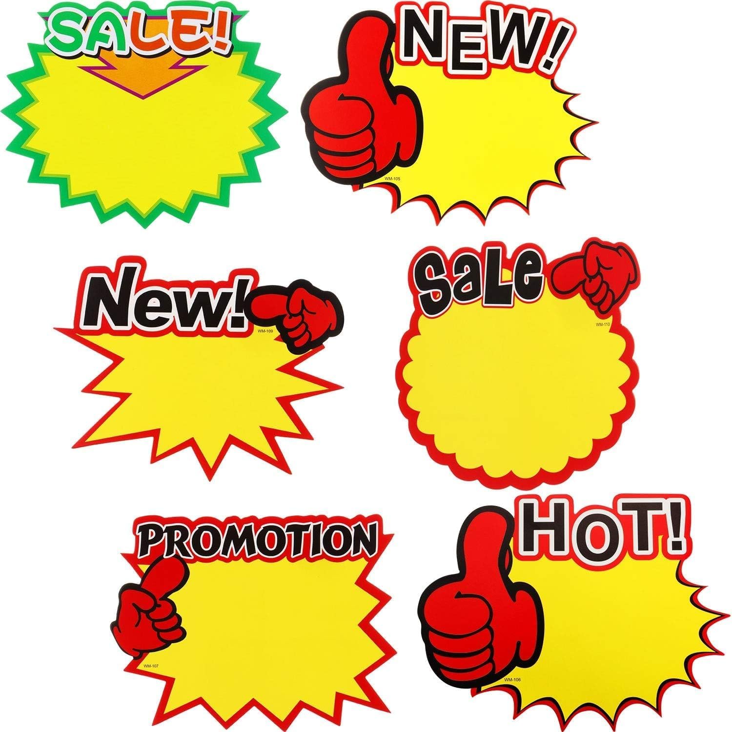 60 Starburst Sign Cards, 7 x 5.5 Inches Sale Paper Signs Price Burst Tags for Retail Store