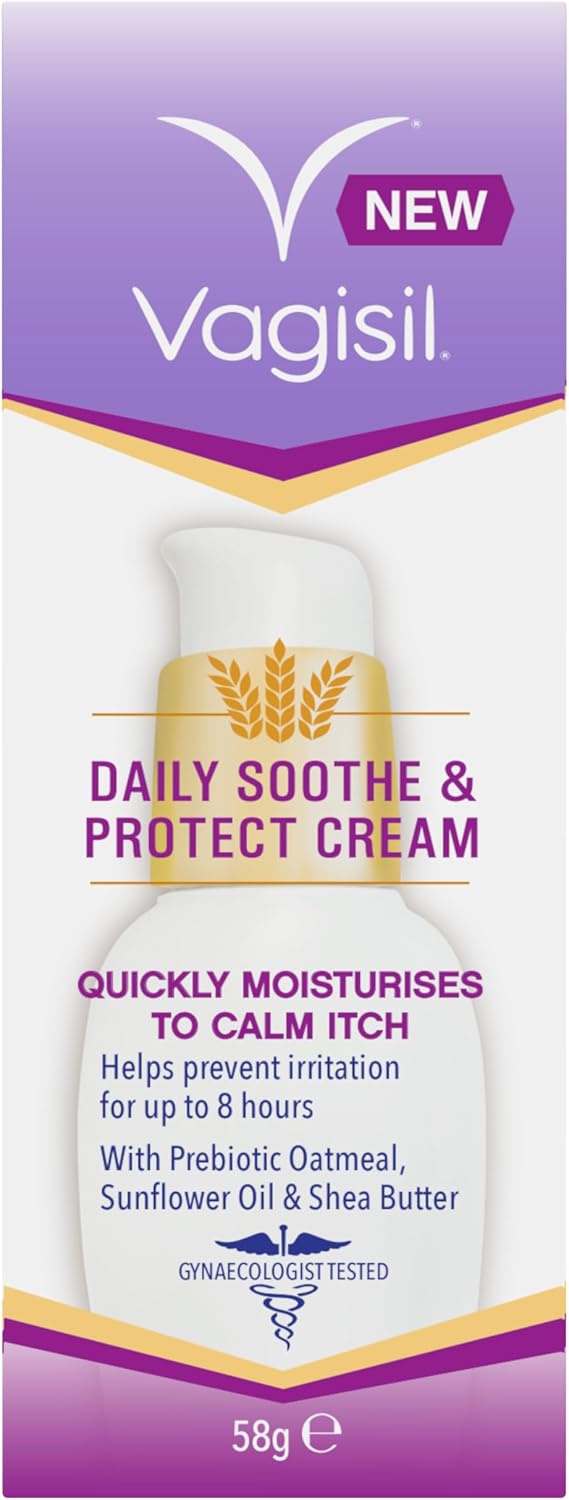 Vagisil Daily Sooth & Protect Oatmeal Cream Pump, 58g. Provides Itch Protection With Prebiotic Oatmeal, Sunflower Oil & Shea Butter