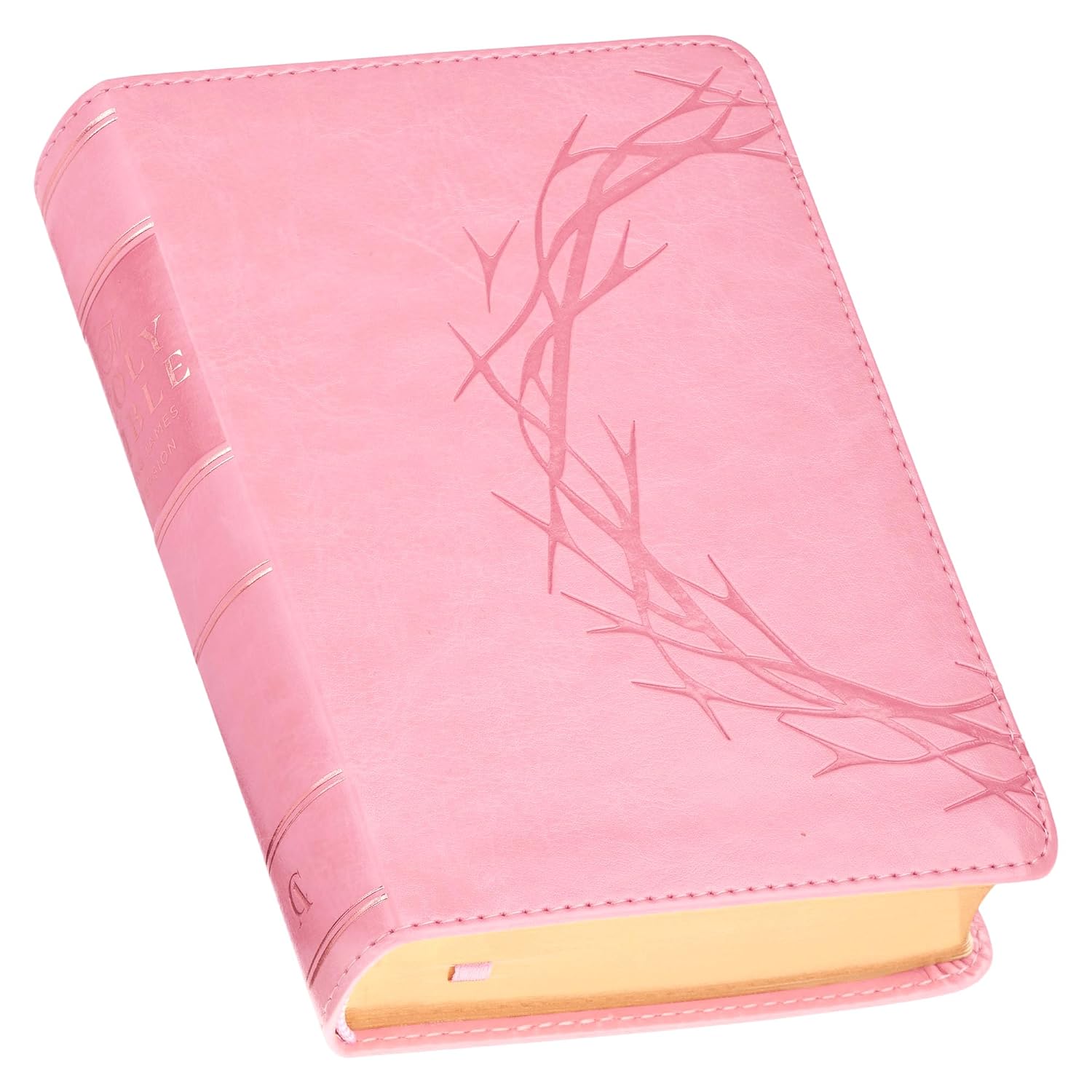 KJV Holy Bible, Compact Large Print Vegan Leather Red Letter Edition - Ribbon Marker, King James Version, Pink