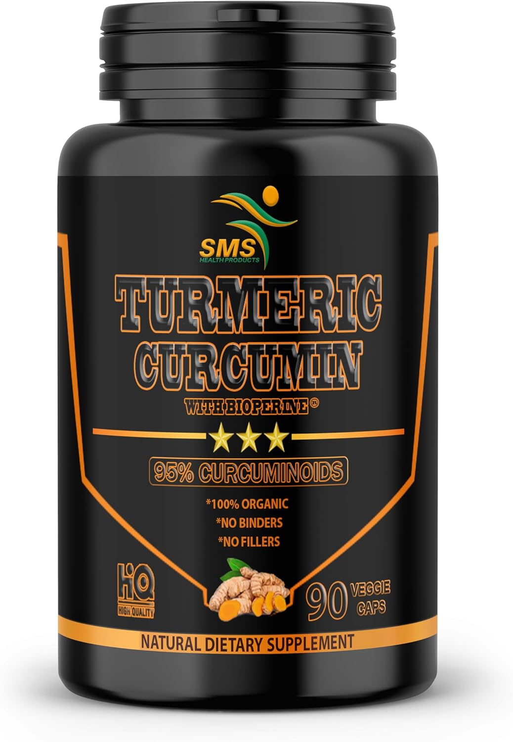 Turmeric Curcumin with Black Pepper 1,525mg | 90 Veggie Capsules | Dietary Supplement with 95% Standardized Curcuminoids & Bioperine for Potency & Absorption | Non-GMO, Gluten Free