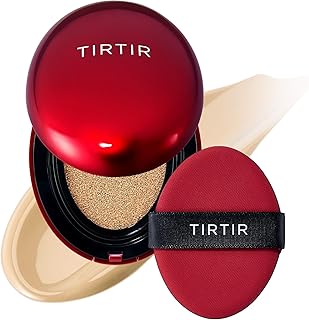 TIRTIR Mask Fit Red Cushion Foundation | Full coverage, Weightless, Skin fit, Satin Glow Finish, Korean Makeup Cushion Foundation (#24W Soft Beige, 0.63 Fl Oz)