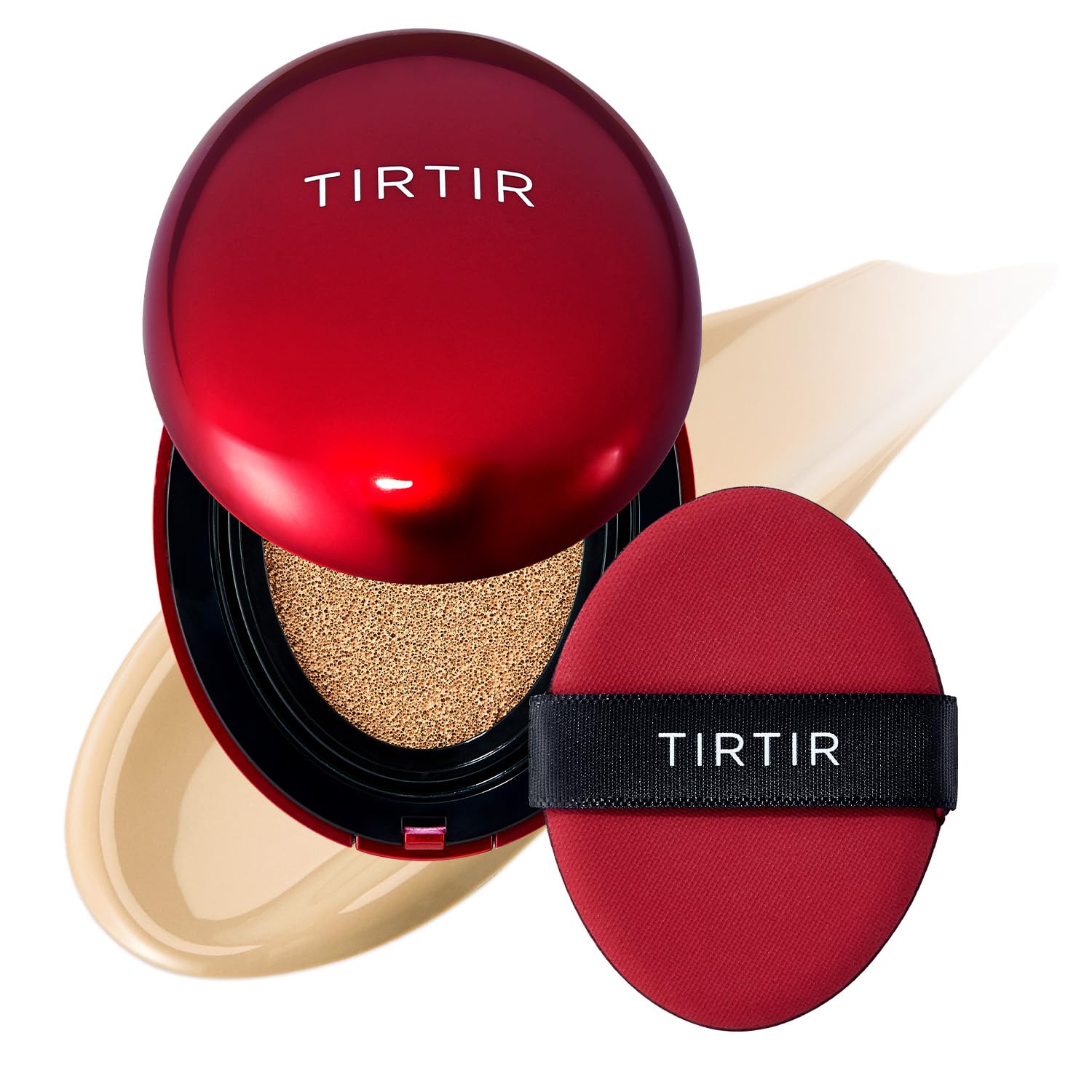 TIRTIR Mask Fit Red Cushion Foundation | Full coverage, Weightless, Skin fit, Satin Glow Finish, Korean Makeup Cushion Foundation (#24W Soft Beige, 0.63 Fl Oz)
