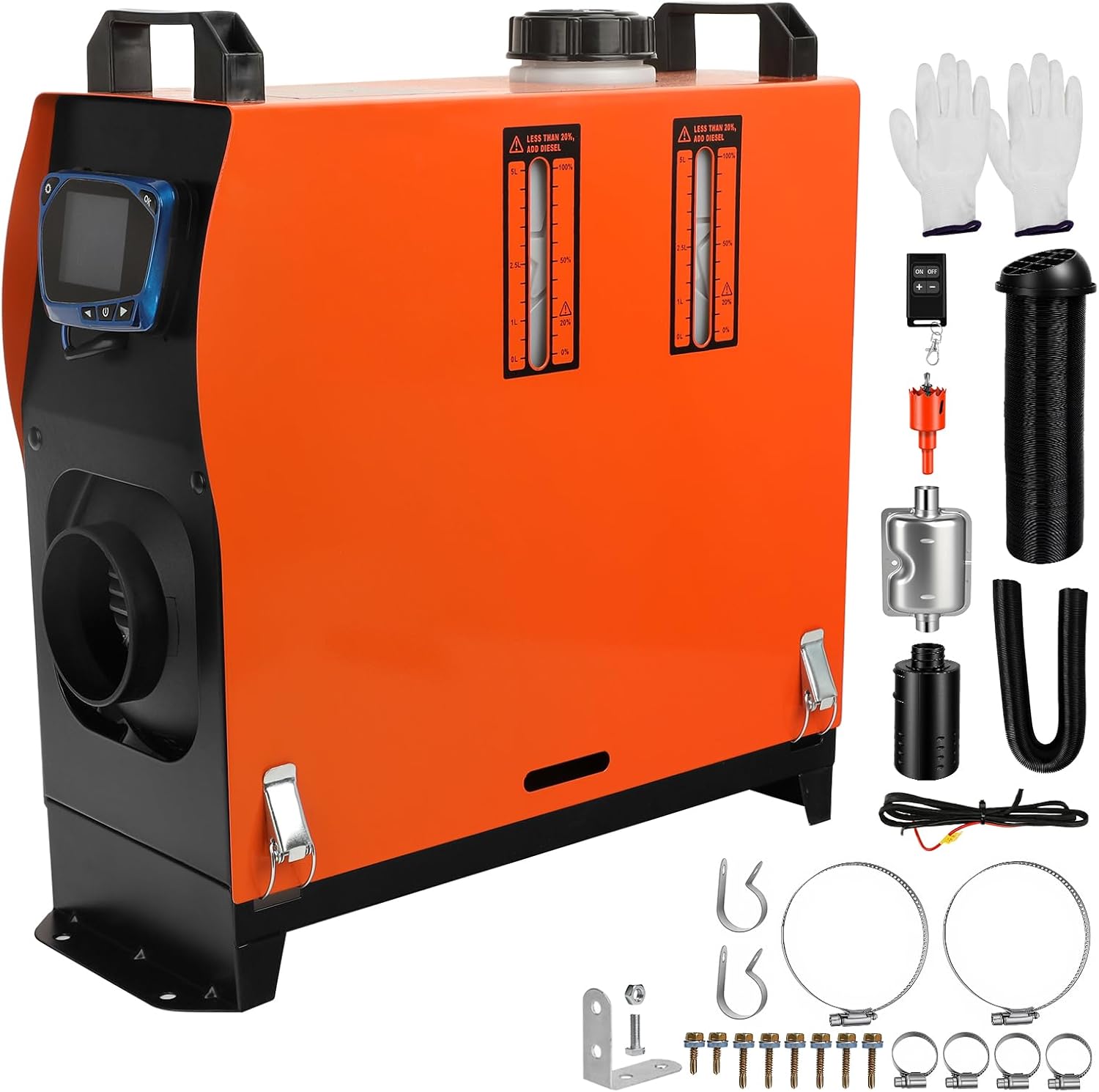 2025 Upgraded 5KW-8KW Diesel Air Heater, 12V All-in-One Parking Heater, with LCD Monitor, Remote Control, Fast Heating Compact Diesel Heater, For Car, RV Truck, Boat, Caravans,Campervans, Orange