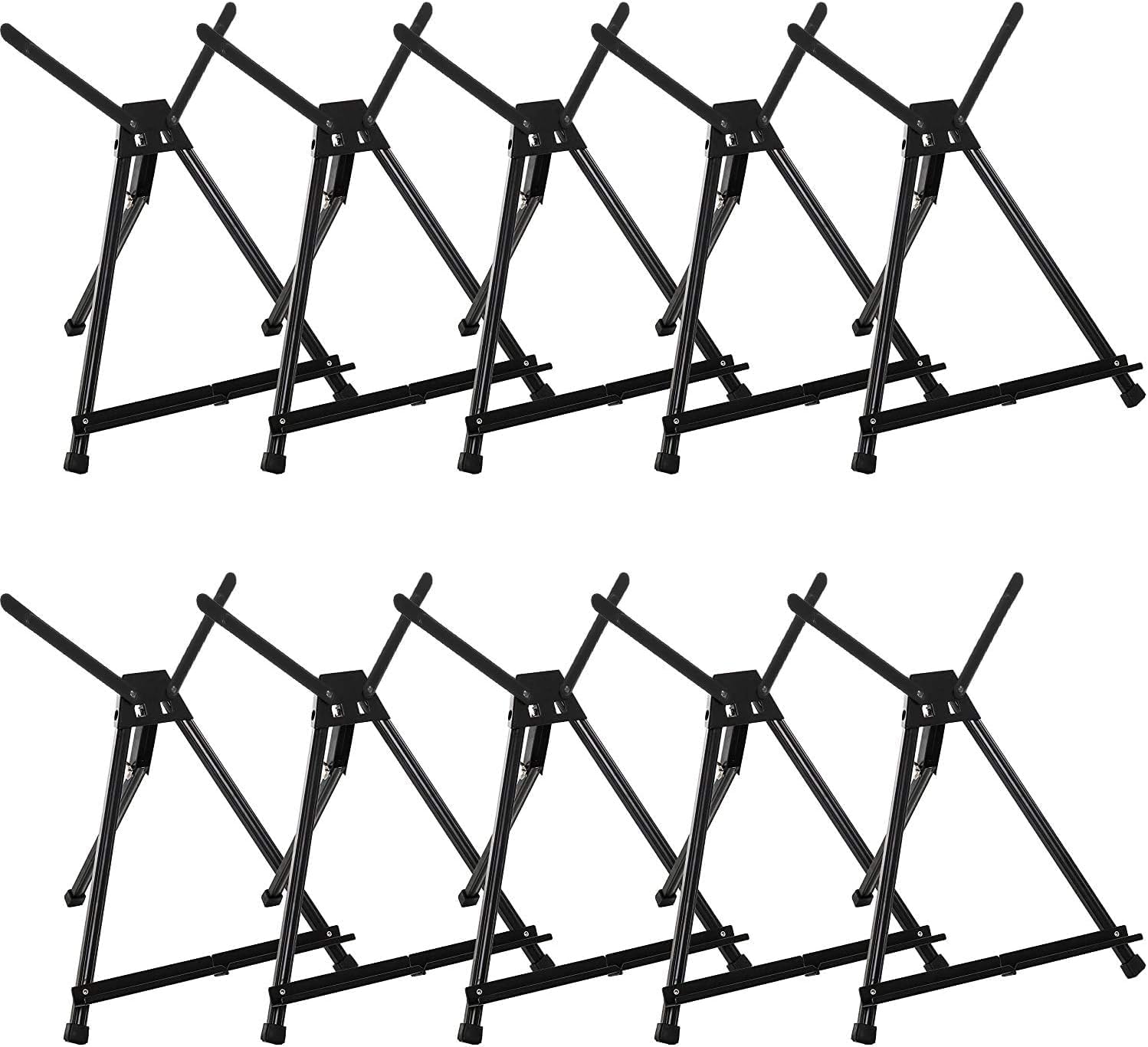 MEEDEN 10Pcs Tabletop Easels, Metal Easel Stand for Painting & Display, Aluminum Desktop Art Painting Easel, Foldable Portable Paint Easel Tripod Stand for Canvas, Paintings, Photos, Books, Signs