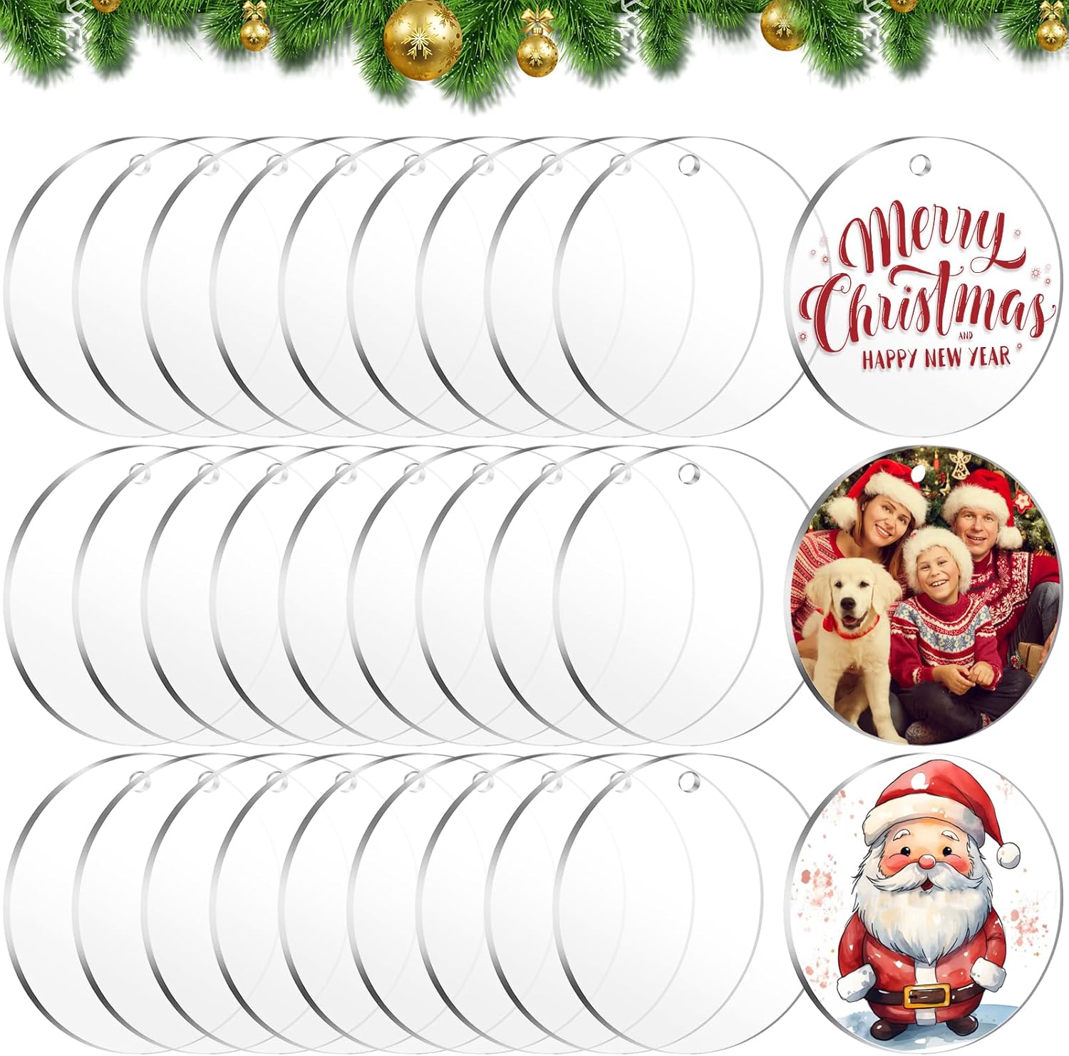 JINMURY 2.5 Inch Round Acrylic Keychain Blanks, 1/8 Inch Thick Clear Acrylic Circle Disc with Hole, Blank Keychains for Vinyl, Perfect for DIY Acrylic Ornaments, Monogram Keychains, Keepsake