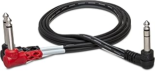 Hosa STP-201RR Right Angle 1/4" TRS to Dual Right Angle 1/4" TS Insert Cable, 1 Meter Black