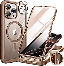 Miracase for iPhone 16 Pro Max Case 6.9'', [Bubble Free] Full-Body Bumper Phone case with Built-in Full Glass Screen &Lens Protector,Compatible with MagSafe,Drop Proof 16 Pro Max Cover,Desert Brown
