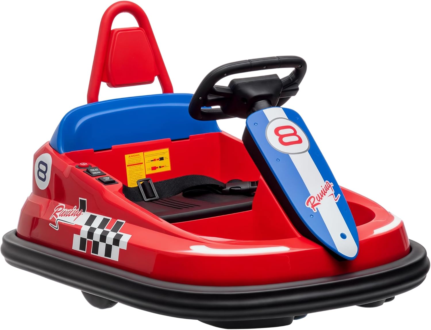 HOMCOM Kids Bumper Car 360° Rotation Spin Waltzer Car 6V Electric Ride On Car with 2 Speeds, Music, Lights for 18-48 Months - Red