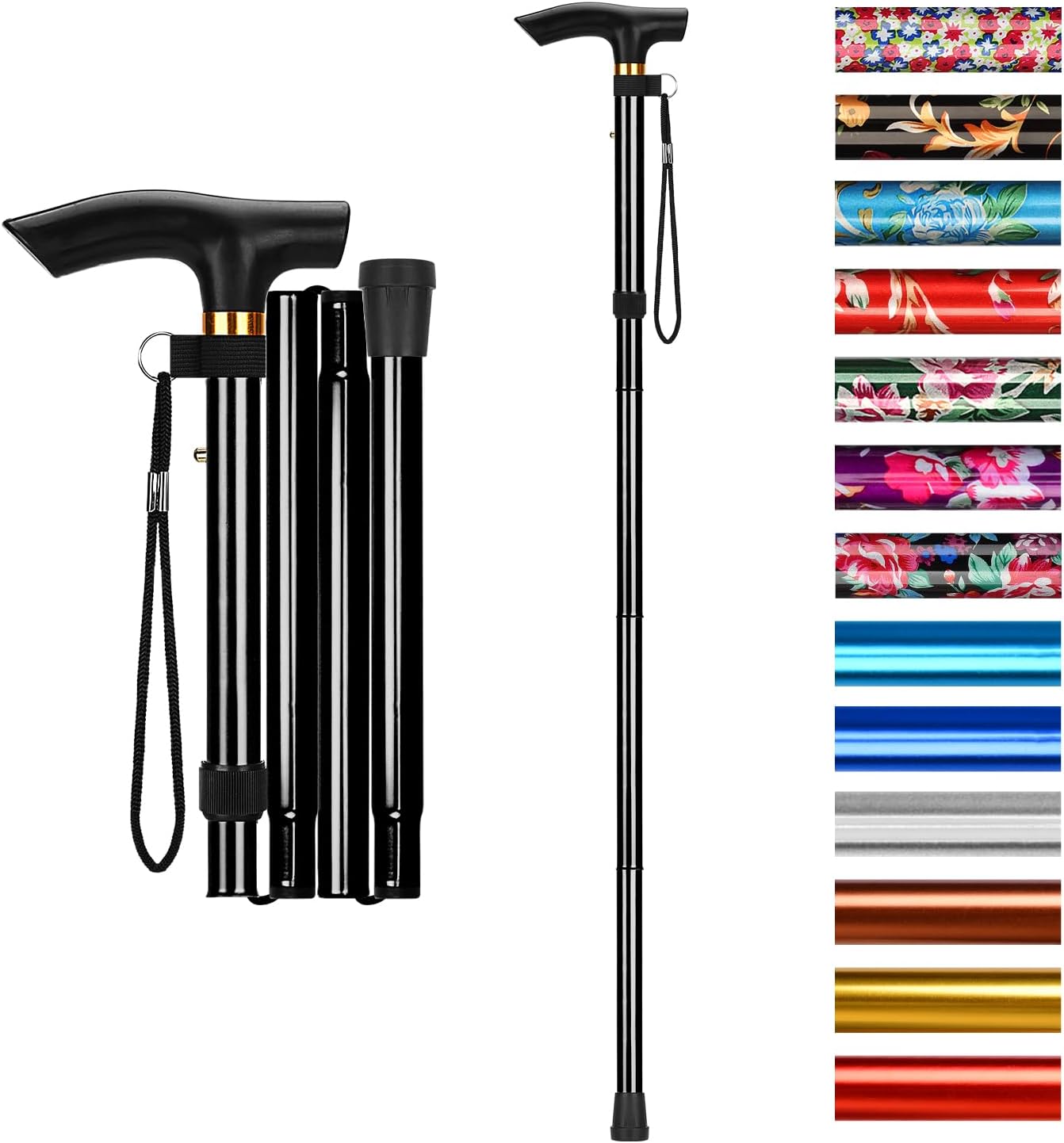 supregear Walking Stick - Adjustable Folding Walking Sticks for Women and Men - Lightweight Portable Collapsible Balancing Walking Aid - Travel Walking Cane for Ladies Elderly Adults