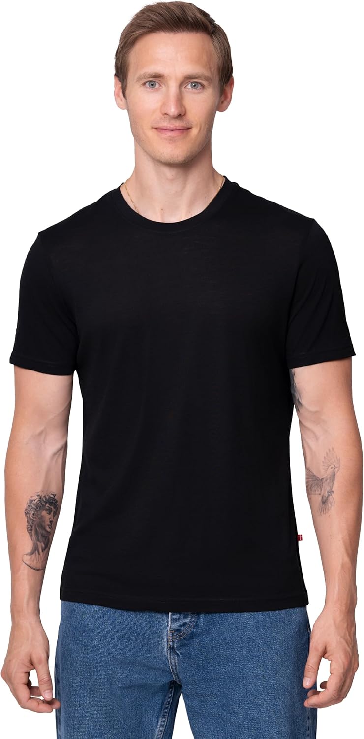DANISH ENDURANCE 100% Merino Wool Baselayer T-Shirt, Short Sleeve, Premium Undershirt for Men, Breathable and Moisture Wicking