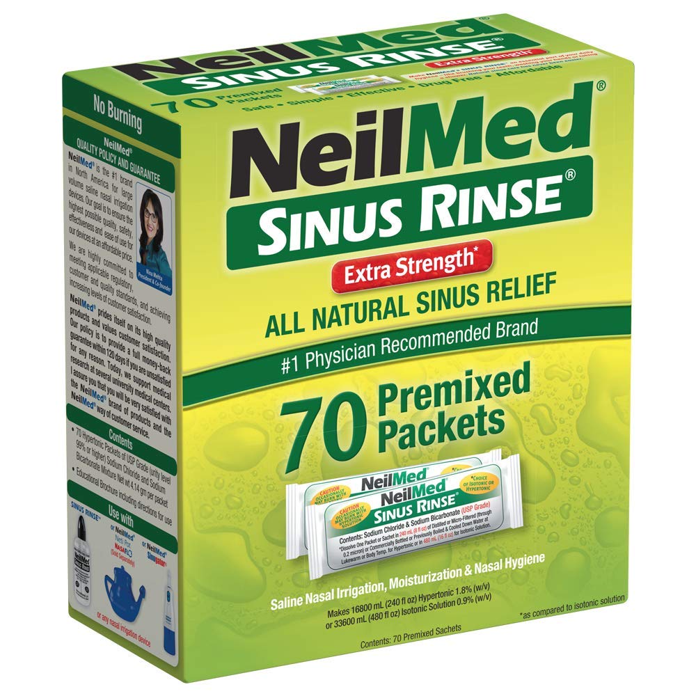 NeilMed's Sinus Rinse Extra Strength Pre-Mixed Hypertonic Packets, 70 Count (Pack of 1)