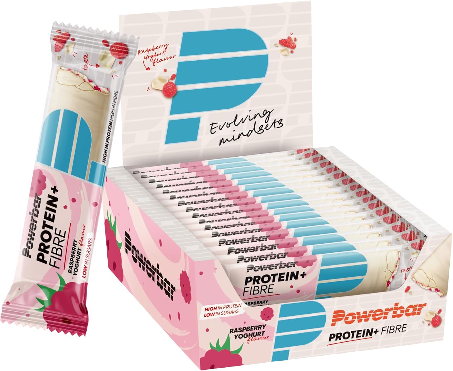 Power Barr Protein Plus Fibre Raspberry Yoghurt 16x35g - High Fibre Low Sugar Bar