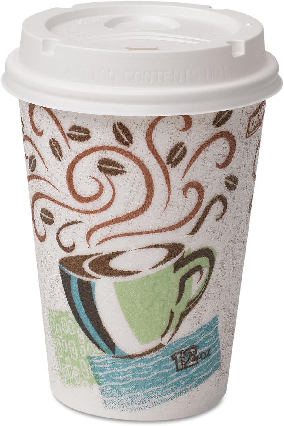 Dixie 5342COMBO600 Paper Hot Cups & Lids Combo Bag, 12oz, 50/Pack