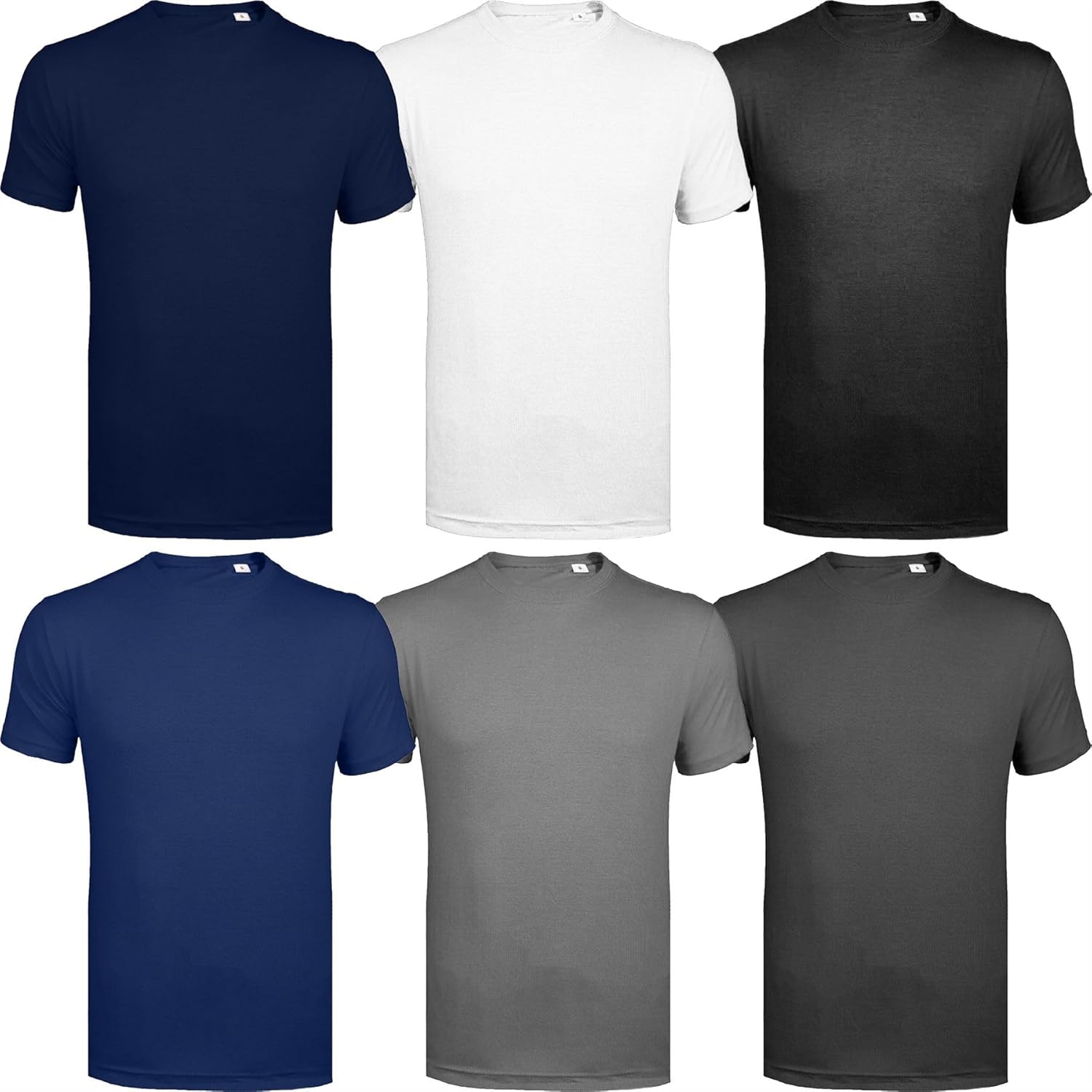 Men's 6 Pack Assorted Crew Neck Short Sleeve T-Shirt Blank Tee in Multi-Top Colors, Perfect for Holiday Shirts, Plain T-Shirt Gift Set