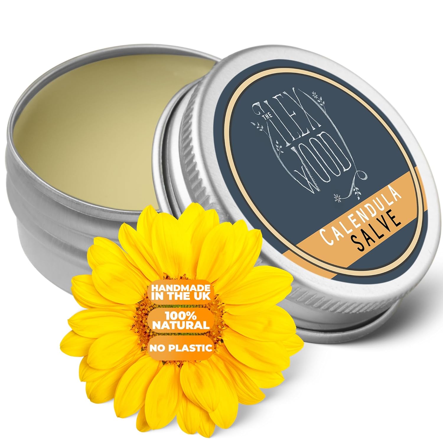 The Ilex Wood - Calendula Salve - all natural balm, soothes rashes, itching, dry skin, eczema, hand cream for women and men, cruelty free, plastic free - 100ml