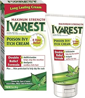 Ivarest Anti-Itch Cream, Poison Ivy Treatment, Poison Ivy Relief Product, Poison Oak Relief, Poison Sumac Relief, Maximum Strength, Medicated, 2 Ounce