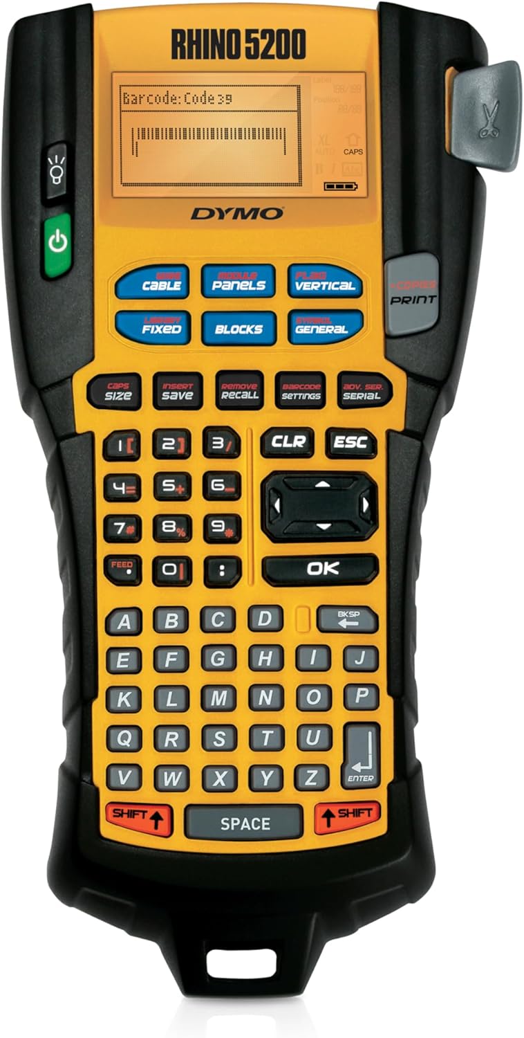 Dymo Rhino 5200 Industrial Label Maker | ABC Keyboard | Labelling Machine for Warehouses, Labs and other Industrial Settings