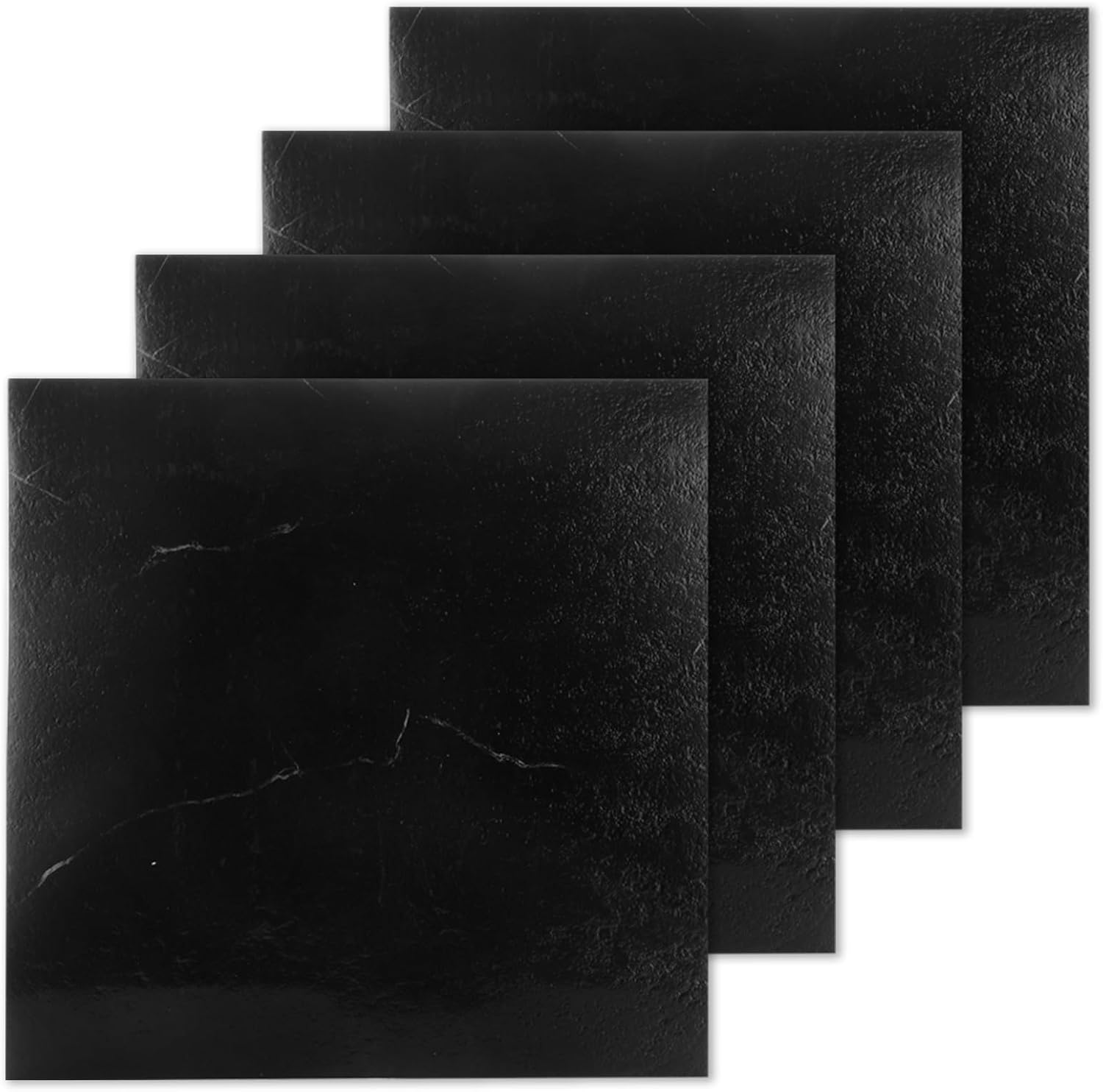 CYEER 40Pcs Vinyl Floor Tiles Self Adhesive, Peel and Stick Black Marble Effect Vinyl Floor Tiles, Waterproof Vinyl Flooring Stick On for Bathroom Kitchen Living Room, 30x 30cm