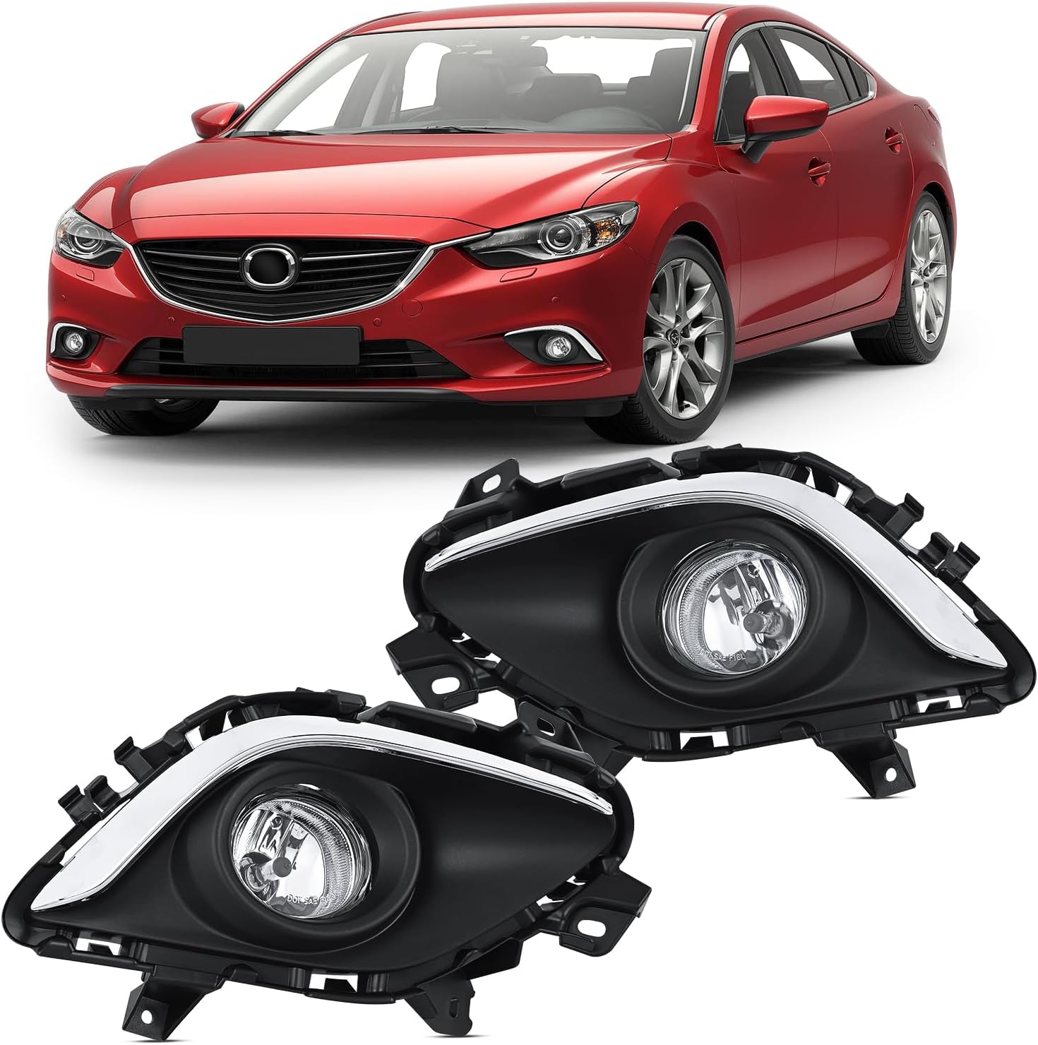 Nilight Fog Lights Assembly Compatible with 2013 2014 2015 MAZDA 6 Clear Lens Driver and Passenger Side H11 12V 55W Bulbs