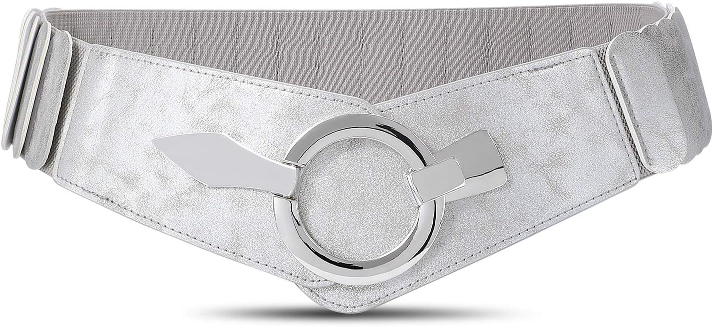 WHIPPY Women Wide Elastic Waist Belt Vintage Wide Stretch Waist Belt Fashion Retro Leather Waistband for Dresses