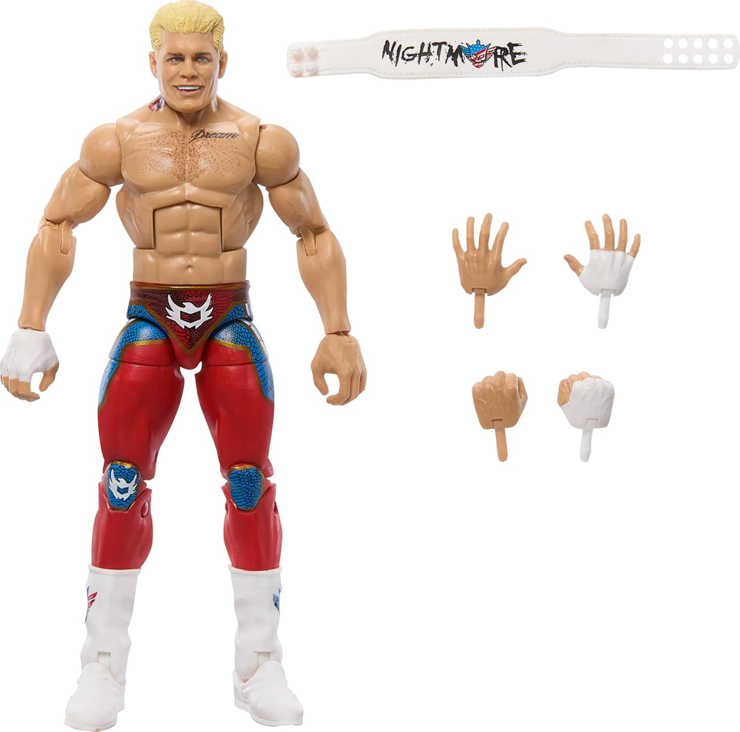 Mattel WWE Top Picks Elite Action Figure & Accessories Set, “The American Nightmare” Cody Rhodes 6-inch Collectible with Swappable Hands, Ring Gear & 25 Articulation Points, HTX74