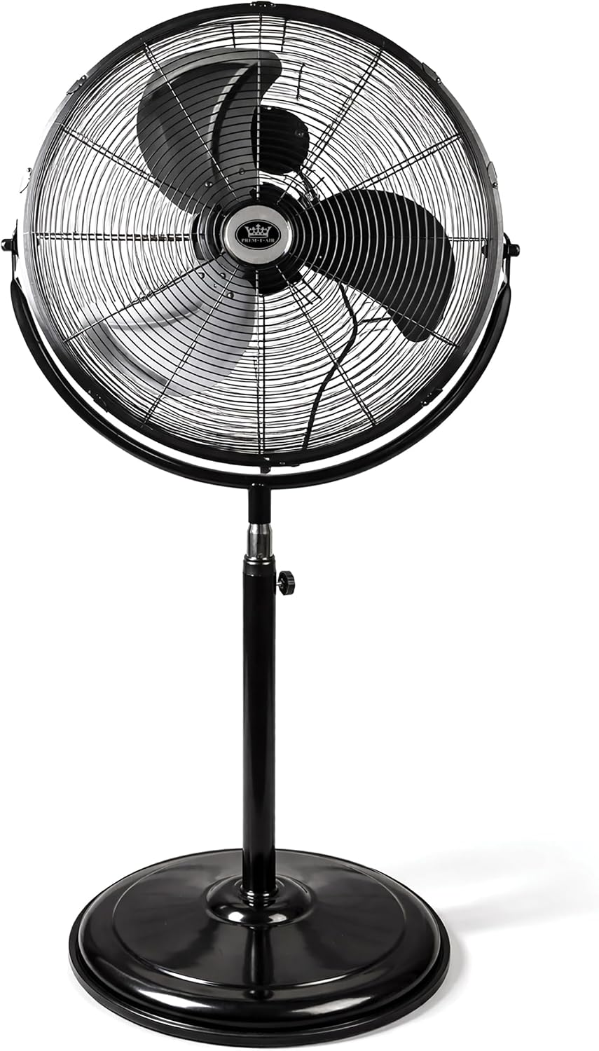 Pedestal Fan by Prem-I-Air High Velocity Height & Tilt Angle Adjustable Oscillating With 3 Blades & 3 Speed Standing 18" Pedestal Fan - Black