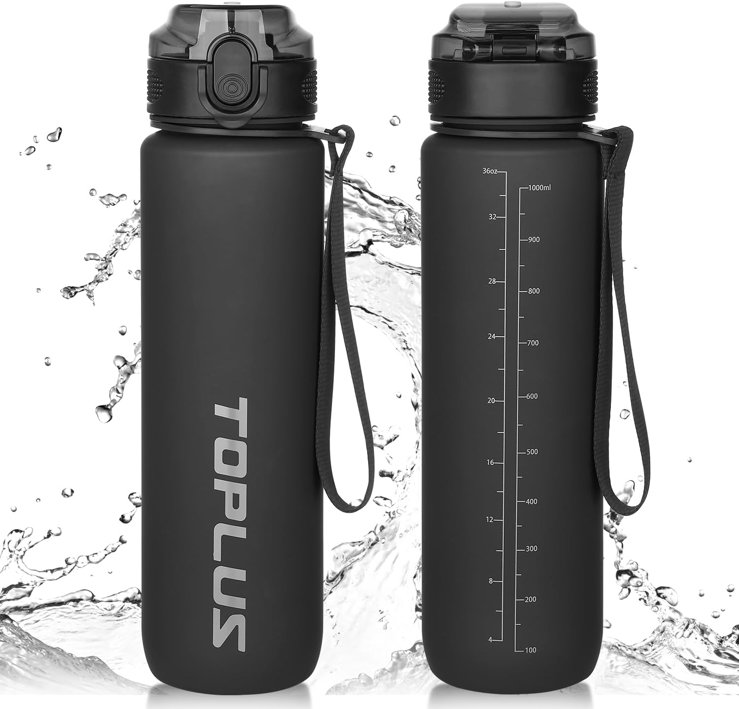 TOPLUS Sports Water Bottle 1L, BPA-Free Tritan Plastic Water Bottle for teenagers, adults, sports, hiking, gym, fitness, outdoor activities, cycling, school and office