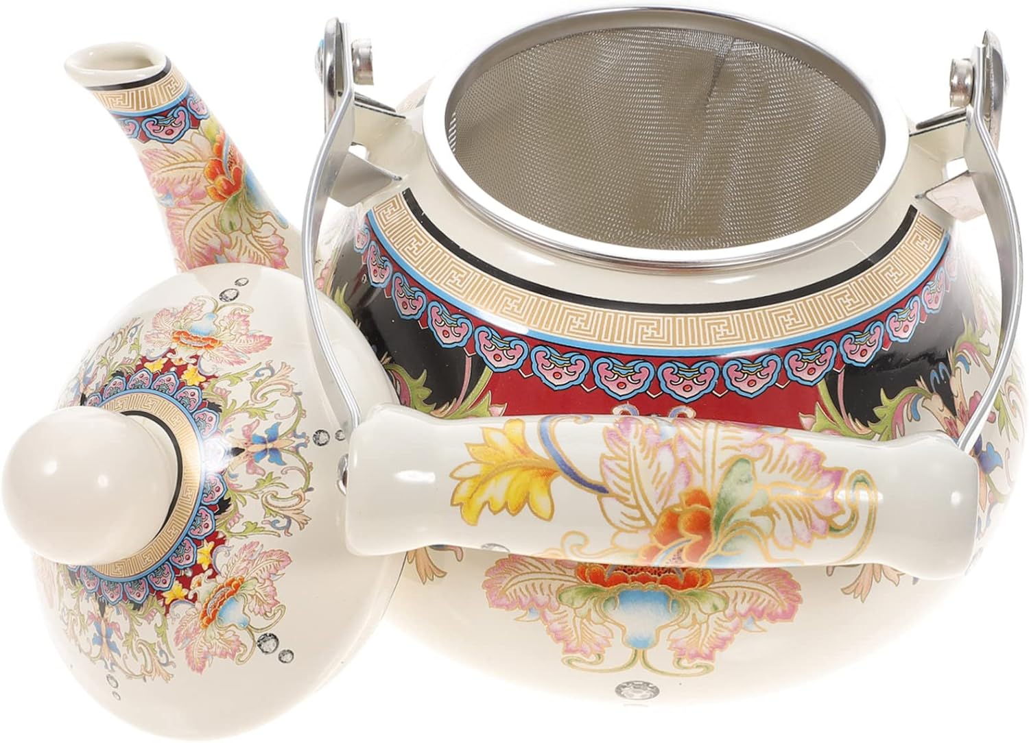 UTHCLO Enamel Tea Kettle for Induction Electric Gas Stoves Water Boiling Pot Infuser for Home Hotel Office Use for Herbal Teas